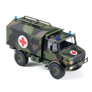 Mercedes-Benz Unimog U1300L Military Ambulance NATO tricolor camouflage 1:64 Massdi