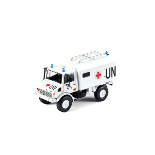 Mercedes-Benz Unimog U1300L United Nations Peacekeeping Ambulance white 1:64 Massdi