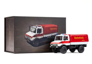 Mercedes-Benz Unimog U1300L DLRG Lifesaving Association white/red 1:64 Massdi
