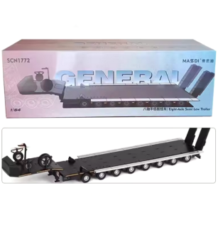 Scania Eight-Axis Semi-Low Deck Trailer black 1:64 Massdi