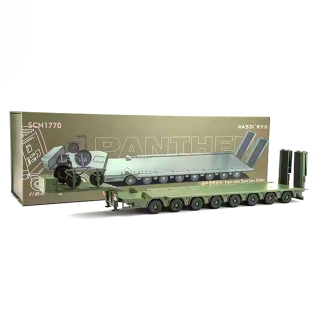 Scania Eight-Axis Semi-Low Deck Trailer NATO green 1:64 Massdi