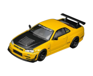 Nissan Skyline GT-R (R34) Customized With GT Aero Kit lightning yellow 1:64 Motorhelix 
