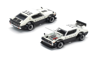Nissan Skyline GT-R V8 Drift KPGC110 Kenmeri *NPA Style* black/white 1:64 Pop Race
