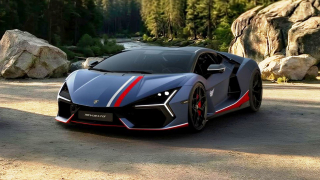 Lamborghini Revuelto NA63 Blu Marinus with Livery Bianco Monocerus - Rosso Mut 1:43 Look Smart Models