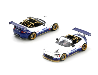 Mazda MX-5 (ND) Miata Pandem Rocket Bunny V1.0 white/blue 1:64 Inno Models