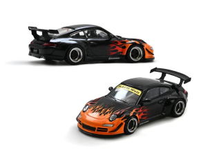 Porsche RWB 997 orange burning flame 1:64 Inno Models