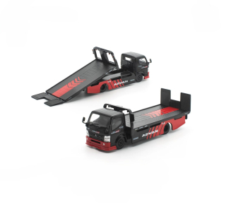 Mitsubishi Pandem Fuso 300 Flatbed Transporter *Advan* black/red 1:64 Pop Race