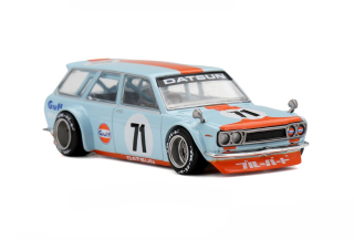 Datsun 510 1969 Kaido Gulf Wagon V1 blue/orange 1:64 Mini GT