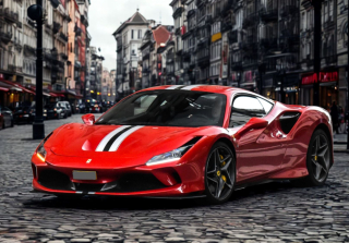 Ferrari F8 Tributo Rosso Corsa with Argento Nurburgring and black stripe 1:18 B.B.R.