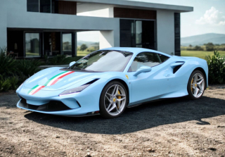 Ferrari F8 Tributo Azzurro La Plata with Italian stripe 1:18 B.B.R.