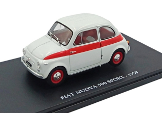 Fiat 500 Sport 1959 white/red 1:24 Hachette