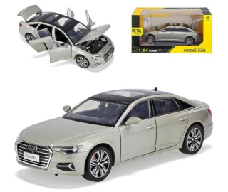 Audi A6 L C8 Limousine 2018-2025 with Light and Sound silver metallic 1:24 Audi Dealer Edition