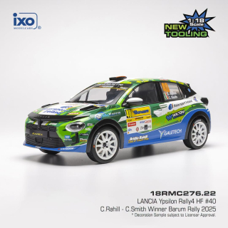 Lancia Ypsilon HF Rally4 #40 Rahill/Smith Winner Rally Barum Zlín 2025 1:18 Ixo Models
