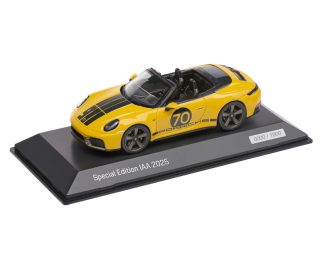 Porsche 911 992-2 Cabriolet Open Spirit 70 IAA 2025 speed yellow 1:43 Spark
