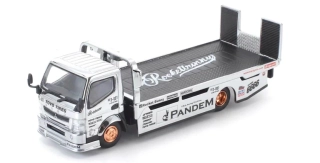 Mitsubishi Pandem Fuso 300 Flatbad Transporter *Tokyo Station Exclusives* silver chrome 1:64 Pop Race Limited