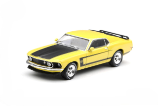 Ford Mustang Boss 302 1969 bright yellow 1:64 Mini GT