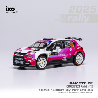 Citroen C3 Rally2 #42 Rumeau/Amblard Rally Monte-Carlo 2025 1:43 Ixo Models