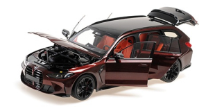 BMW M3 Touring 2024 aventurine red/black wheels/tartufio interior 1:18 Minichamps