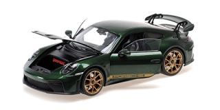 Porsche 911 992.2 GT3 2025 green metallic/golden wheels 1:18 Minichamps