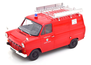 Ford Transit Delivery Van with Roof Rack 1970 Feuerwehr Germany red 1:18 KK Scale
