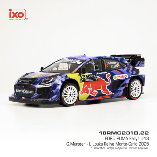 Ford Puma Rally1 #13 G.Munster/L.Louka Rally Monte-Carlo 2025 1:18 Ixo Models