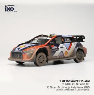 Hyundai i20 N Rally1 Team Shell Mobis WRT #8 Tänak/Järveoja 2nd Rally Kenya Safari 2025 1:18 Ixo Models