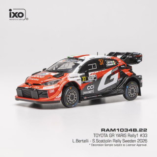 Toyota Yaris GR WRC Rally 1 Team Toyota Gazoo Racing WRT #33 Evans/Martin Winner Rally Sweden 2026 1:43 Ixo Models
