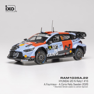 Hyundai i20 N WRC Rally1 Team Shell Mobis WRT #16 Formaux/Coria 5th Rally Sweden 2026 1:43 Ixo Models