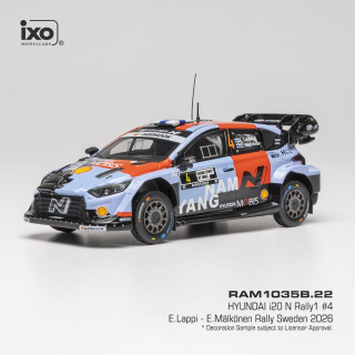 Hyundai i20 N WRC Rally1 Team Shell Mobis WRT #4 Lappi/Malkonen Rally Sweden 2026 1:43 Ixo Models