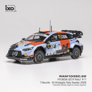 Hyundai i20 N WRC Rally1 Team Shell Mobis WRT #11 Neuville/Wydaeghe Rally Sweden 2026 1:43 Ixo Models