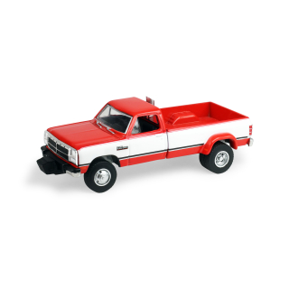 Dodge Ram D350 Dually 1993 With Exhaust & Bumper Weights *Dually Drivers Series 17* red/white 1:64 Greenlight
