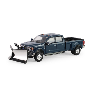 Ford F-450 Dually 2022 With Snow Plow *Dually Drivers Series 17* antimatter blue 1:64 Greenlight