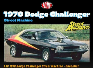 Dodge Challenger Street Machine Checklist Coupe 1970 black/red/yellow 1:18 Acme Diecast