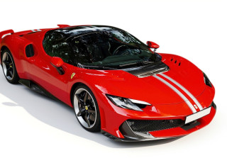 Ferrari 296 Speciale A Rosso Corsa with silver stripes 1:18 B.B.R.