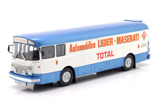 Saviem S45 Autobus Transporter Service Course Ligier Maserati 1974 blue/white 1:43 Hachette