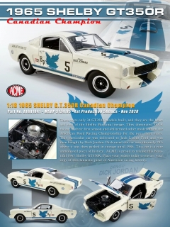 Shelby GT350R #5 Dick Jordan Canadian Champion 1965 white/blue stripes 1:18 Acme Diecast