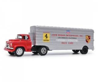 GMC Race-car transporter "John Edgar Enterprises, Inc. Porsche-Ferrari" 1:43 Schuco