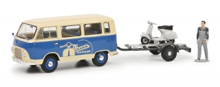 Ford FK 1000 Bus with Trailer and Vespa GS and Figurine *VESPA* 1:43 Schuco