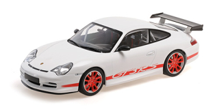 Porsche 911 GT3 RS 2002 white/red stripes 1:18 Minichamps 