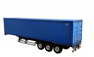 Trailer EU and 40 ft Container blue 1:18 NZG