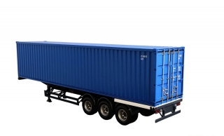 Trailer International and 40 ft Container blue 1:18 NZG