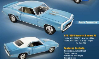 Chevrolet Camaro RS Vinyl Top 1969 light blue/white vinyl top 1:18 Acme Diecast