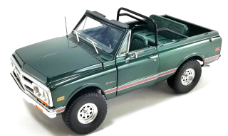 Chevrolet K5 Blazer All New 33inch Tires & Wagon Wheels 1970 green 1:18 Acme Diecast