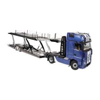 Mercedes-Benz Actros 4x2 GigaSpace blue with stripes + Lohr Autotransporter 1:18 NZG