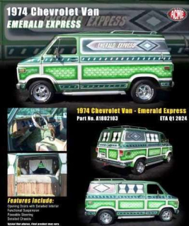 Chevrolet G-series Van *Emerald Express* 1974 green/white 1:18 Acme Diecast
